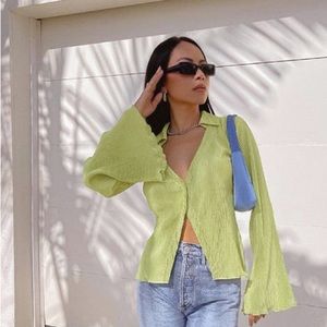 pleated flared blouse